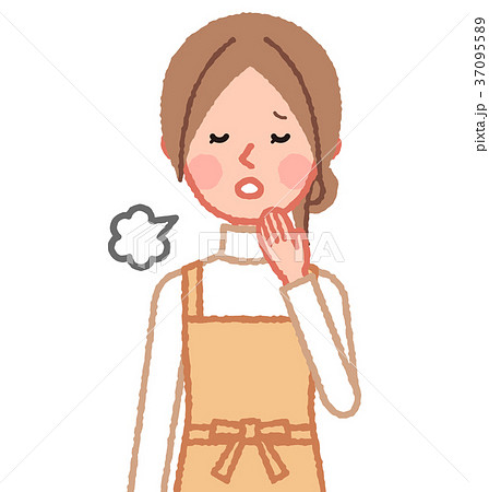 溜め息をつく女性のイラスト素材