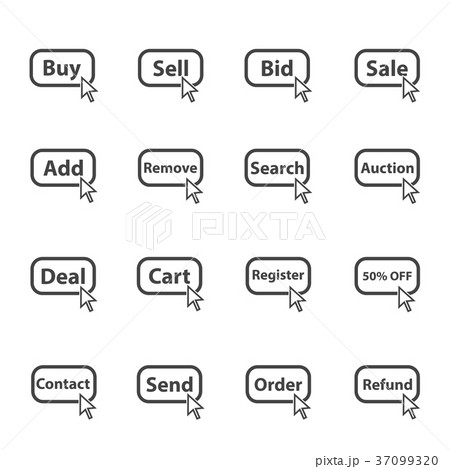 Online shop button icon set. illustration vector 37099320
