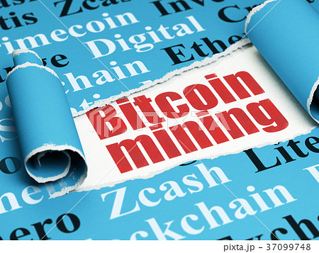 Blockchain concept: red text Bitcoin Mining under Blockchain concept: red text Bitcoin Mining under 37099748