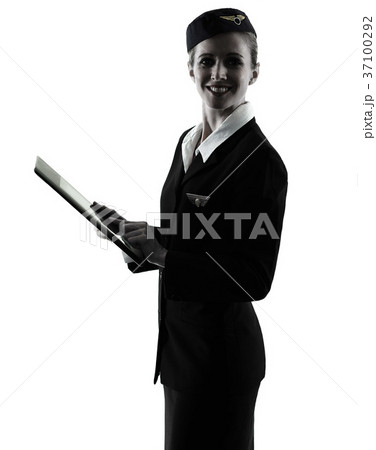 Stewardess cabin crew woman standing isolated 37100292