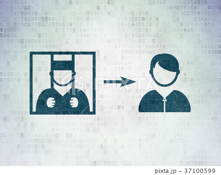 Law concept: Criminal Freed on Digital Data Paper 37100599