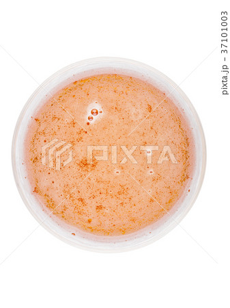 Glass of lager ale beer top view with foam Glass of lager ale beer top view with foam 37101003