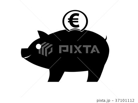 Piggy bank vector icon with euro coin on white 37101112
