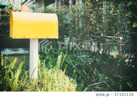 Old vintage yellow mail box. 37101116