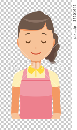 Woman home helper wearing apron is bowing - Stock Illustration ...