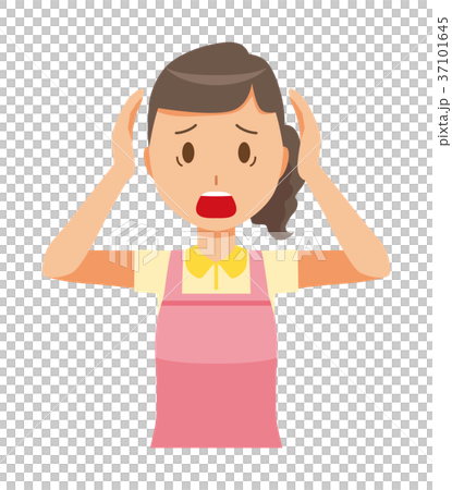 穿著圍裙的女人家庭助手正在爬行 37101645