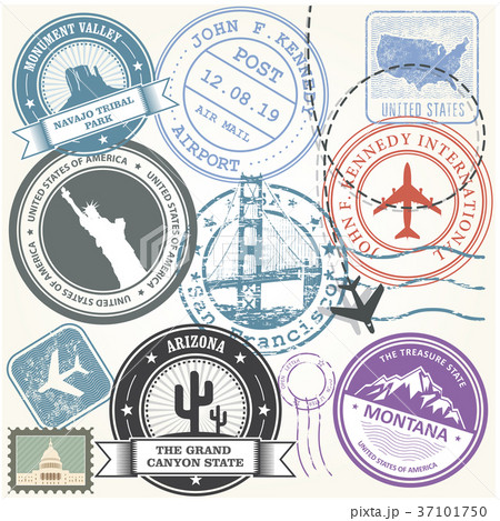 United states travel stamps set - USA journey United states travel stamps set - USA journey 37101750