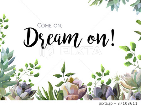 Vector floral card design: Succulent cactus plant  37103611