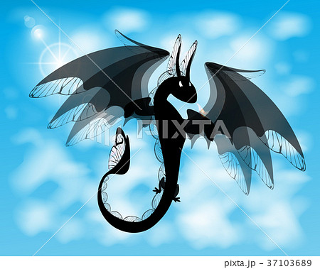 dragon. black fire dragon against 37103689