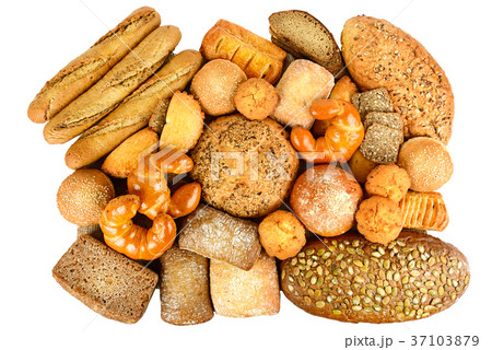 Collection of grain bread and baking on white Collection of grain bread and baking on white 37103879