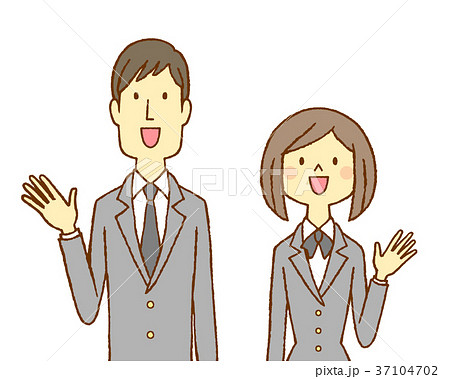 学生服の男女 案内のイラスト素材