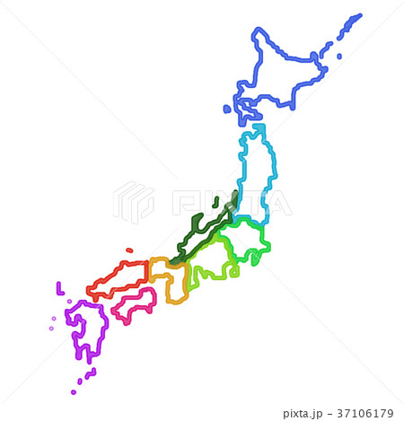 日本 地図 フレーム アイコン のイラスト素材