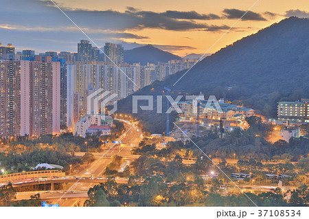 the sunset of Po Shun Road at TKO 37108534