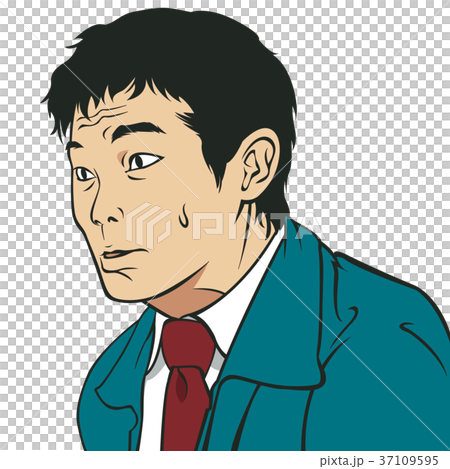 働く男 戸惑い 画面左向きのイラスト素材