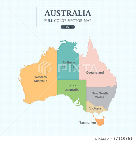 Australia Map Full Color High Detail Separated all 37110361