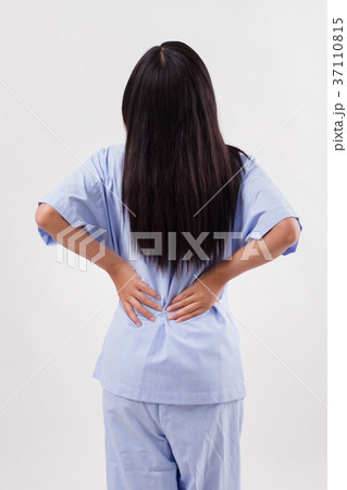 woman patient suffering from back pain, backbone disc or spinal 37110815