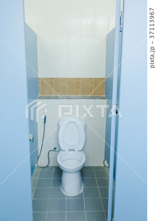 white ceramic flush toilet in toilet room white ceramic flush toilet in toilet room 37113967