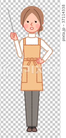 一個女人抱著一個指針,並提示注意 一個女人抱著一個指針,並提示注意 37114338