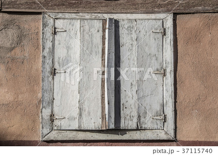 closed wooden window blind 37115740