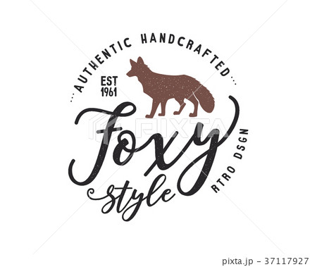 Vintage hand drawn wild animal label. Fox 37117927