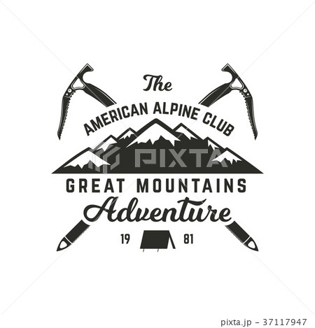 Vintage hand crafted label. Mountain expedition 37117947