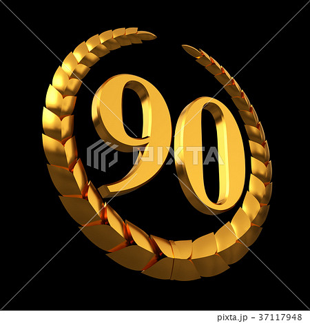 Anniversary Golden Laurel Wreath And Numeral 90 On 37117948
