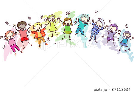 Stickman Kids Rainbow Children Illustration Stickman Kids Rainbow Children Illustration 37118634