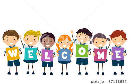 Stickman Kids Uniform Board Welcome Illustration Stickman Kids Uniform Board Welcome Illustration 37118635