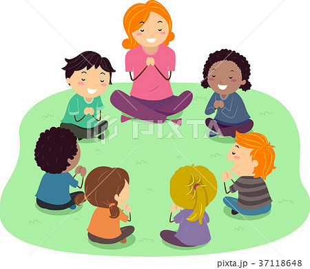 Stickman Kids Teacher Prayer Illustration 37118648