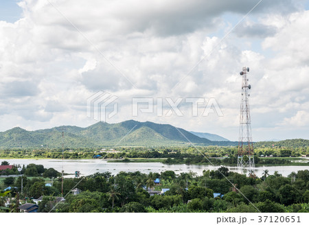 Telecommunication tower in the rural village. Telecommunication tower in the rural village. 37120651