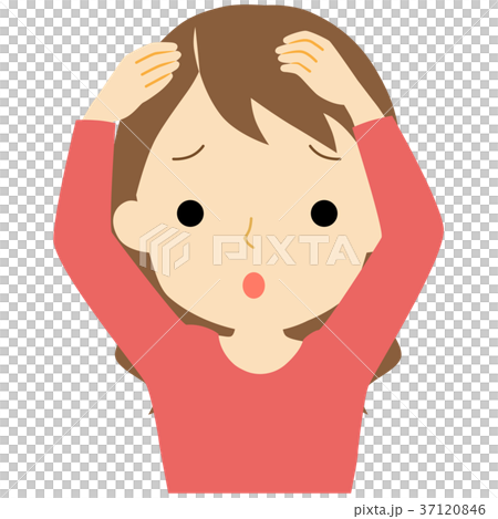 分け目を気にする女性 37120846