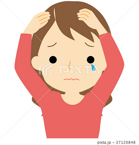 分け目を気にする女性 分け目を気にする女性 37120848