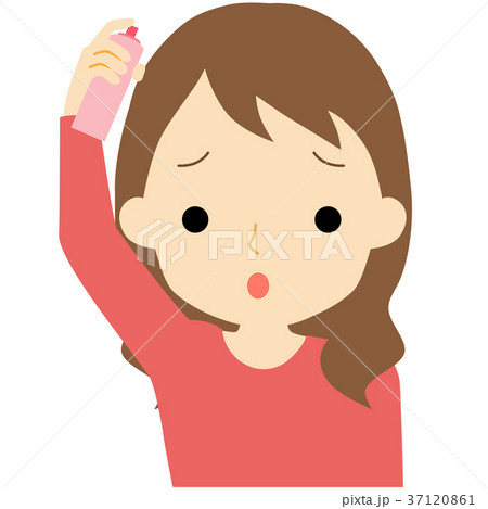 髪にスプレーする女性 37120861