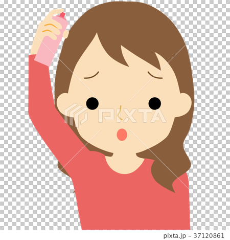 髪にスプレーする女性 37120861