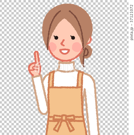 指差しをする女性 斜めのイラスト素材