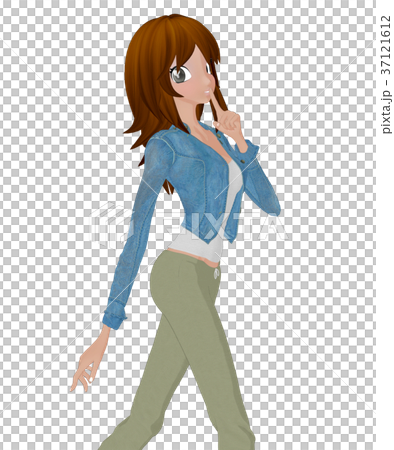 休閒打扮的年輕女性permimg2DCG插圖素材 休閒打扮的年輕女性permimg2DCG插圖素材 37121612