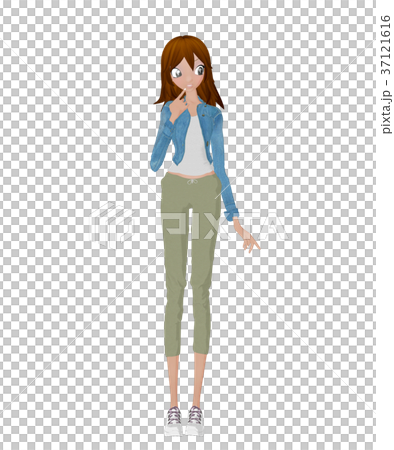 休閒打扮的年輕女性permimg2DCG插圖素材 休閒打扮的年輕女性permimg2DCG插圖素材 37121616