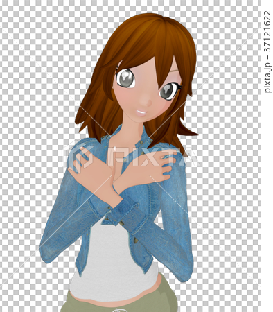 休閒打扮的年輕女性permimg2DCG插圖素材 休閒打扮的年輕女性permimg2DCG插圖素材 37121622