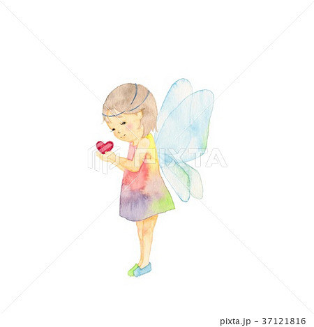 天使の羽根 小さな女の子 ハートのイラスト素材