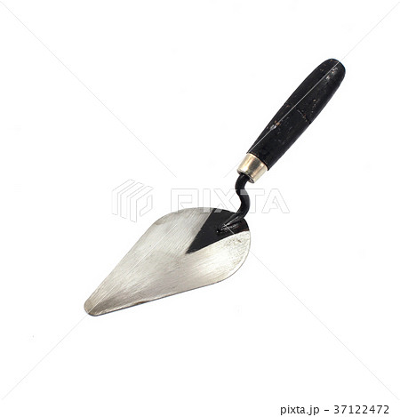Old trowel on isolated white background 37122472