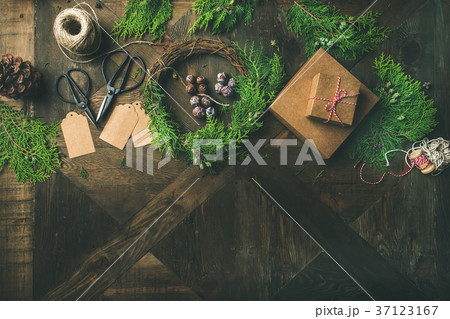 Preparing for Christmas or New Year. Flatlay of Preparing for Christmas or New Year. Flatlay of 37123167
