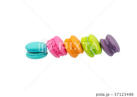 Sweet colorful macarons isolated on white Sweet colorful macarons isolated on white 37123496