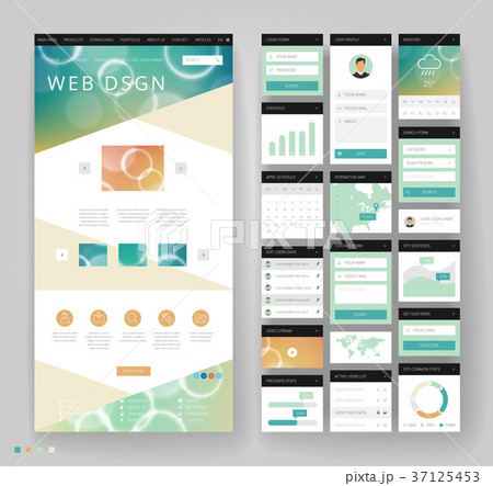 Website template design with interface elements 37125453