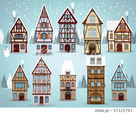 Old european houses (Winter) 37125761