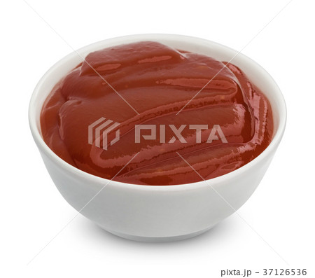 Bowl of ketchup isolated on white background 37126536