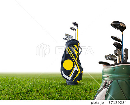 Golf bag and golf equipment isolated 37129284