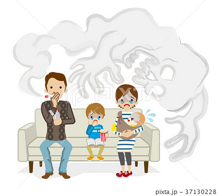 受動喫煙 家族 キャラクターのイラスト素材 37130228 Pixta
