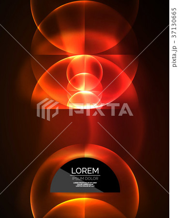 Neon glowing glass transparent circles, background Neon glowing glass transparent circles, background 37130665