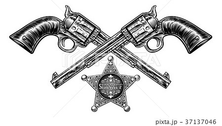 Pistols with Sheriff Star Badge 37137046