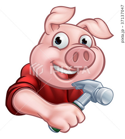 Carpenter Pig Cartoon Character 37137047
